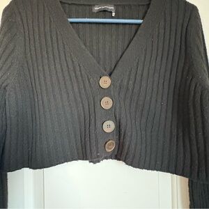 Urban Outfitters Women’s Cropped Black Button Down Ribbed Cardigan - Size M